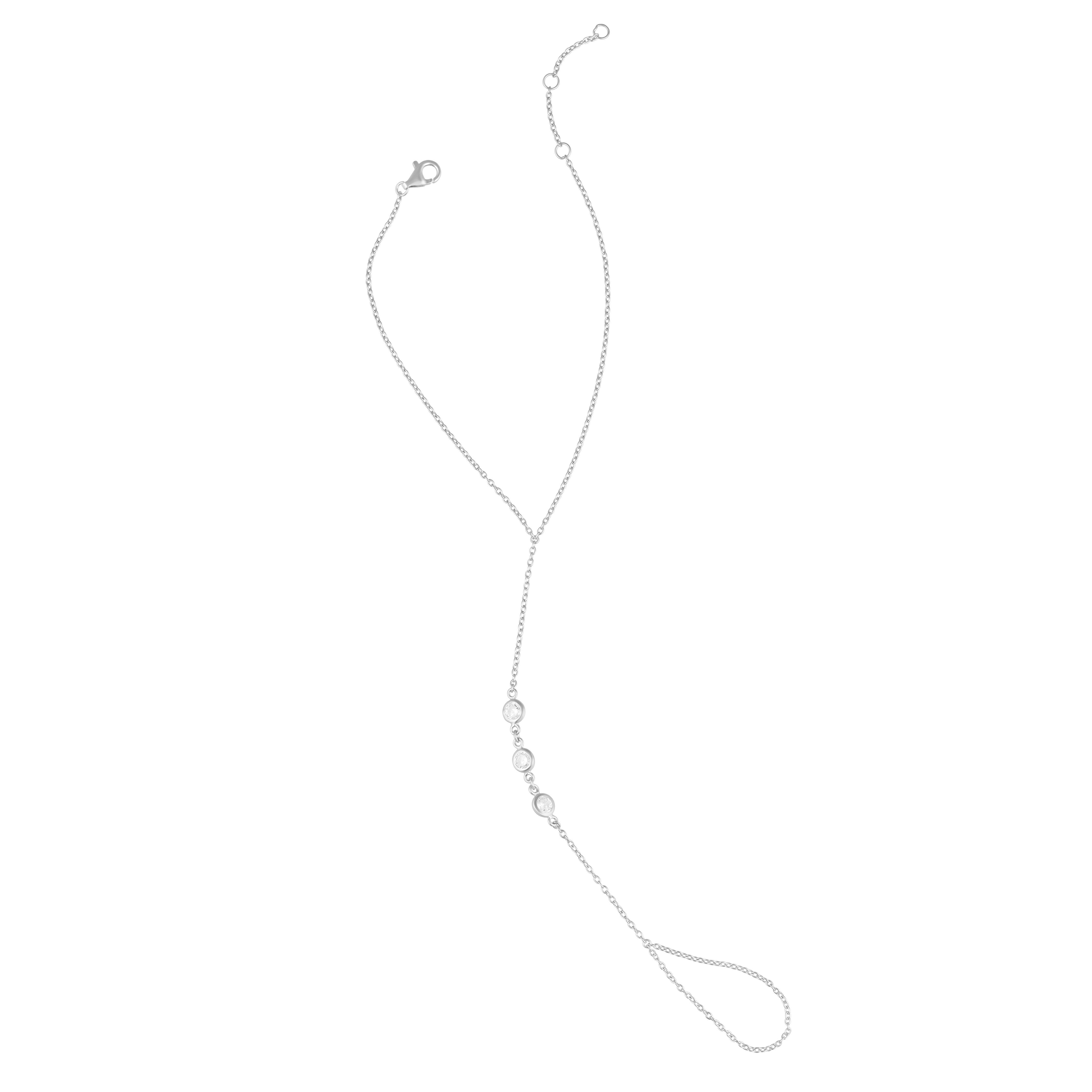 Cz Bezel Hand Chain Bracelet