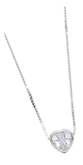 Collar con bisel CZ Corazón
