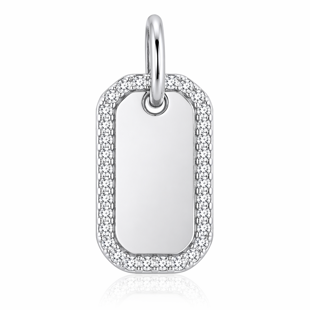 Silver Dog Tag Charm