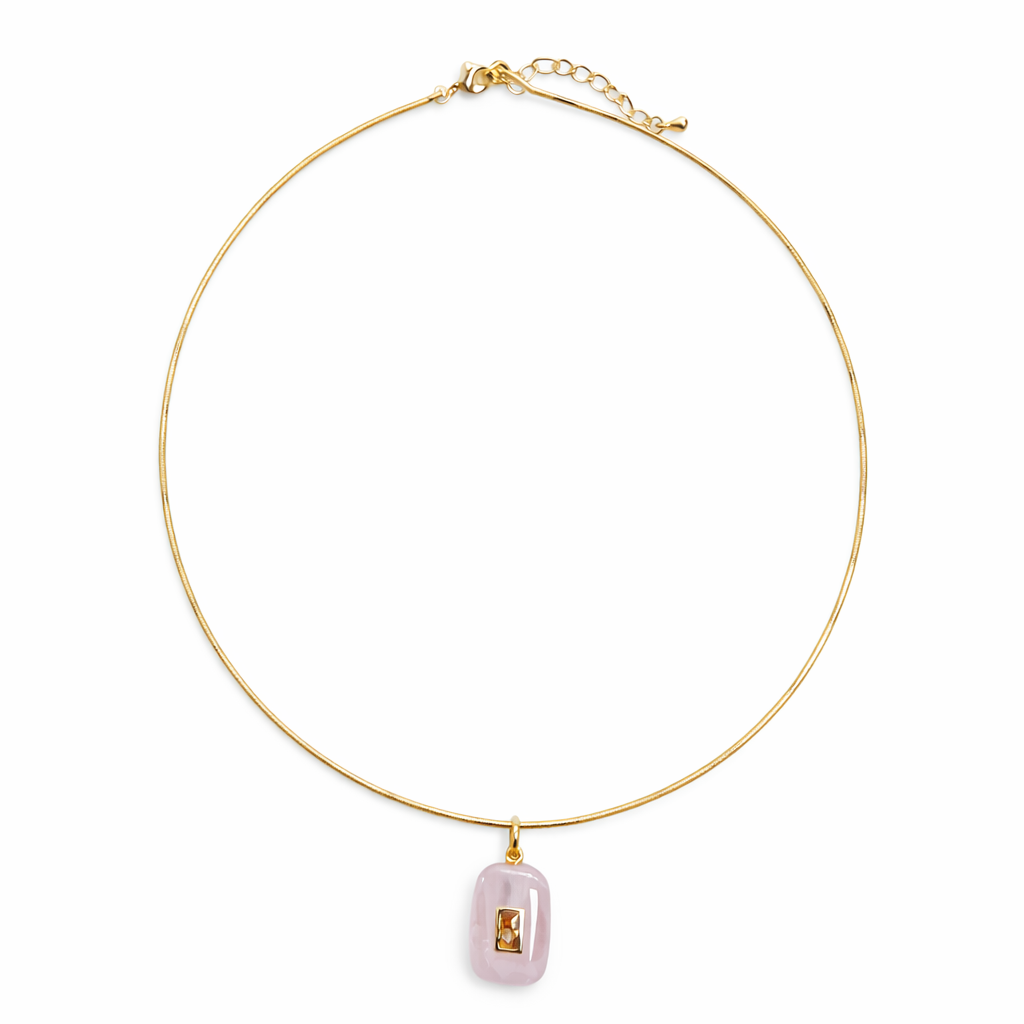 Pink Quartz Charm Necklace