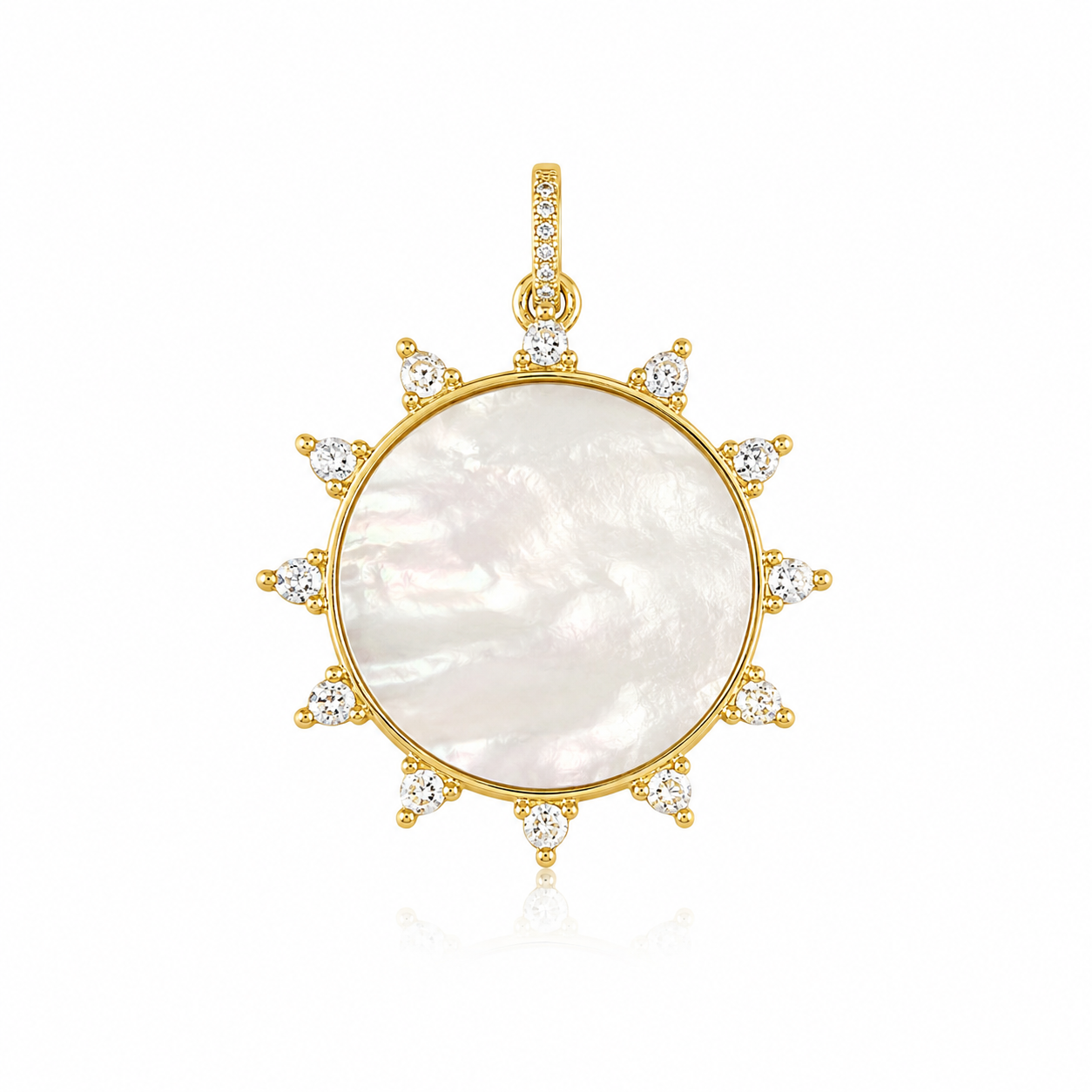 Pave Mother Of Pearl Sun Charm