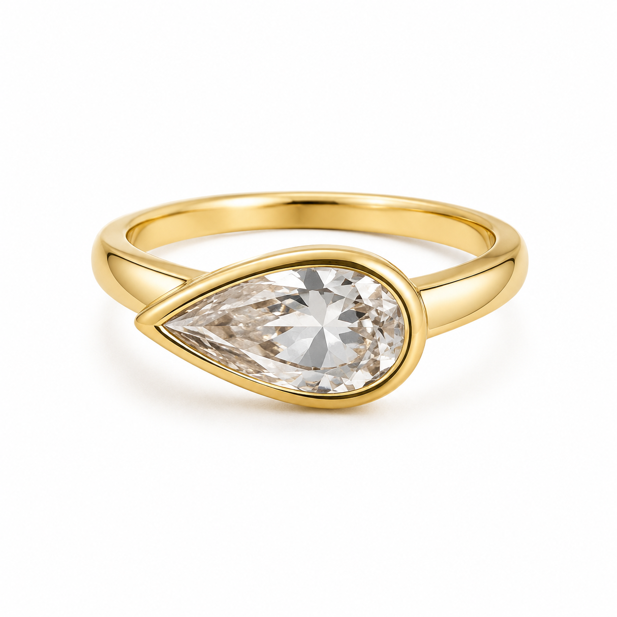 Sideways Pear Cut Bezel Ring