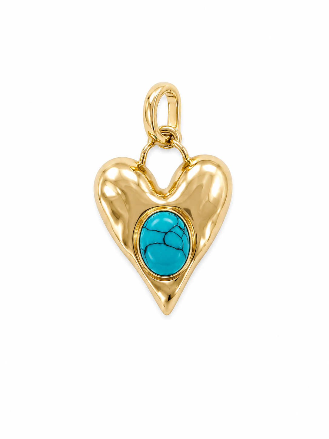 Turquoise Hammered Heart Charm
