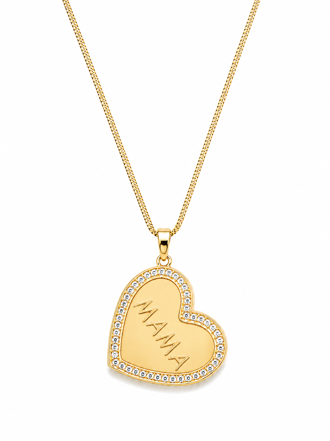 Mama Pave Heart Necklace