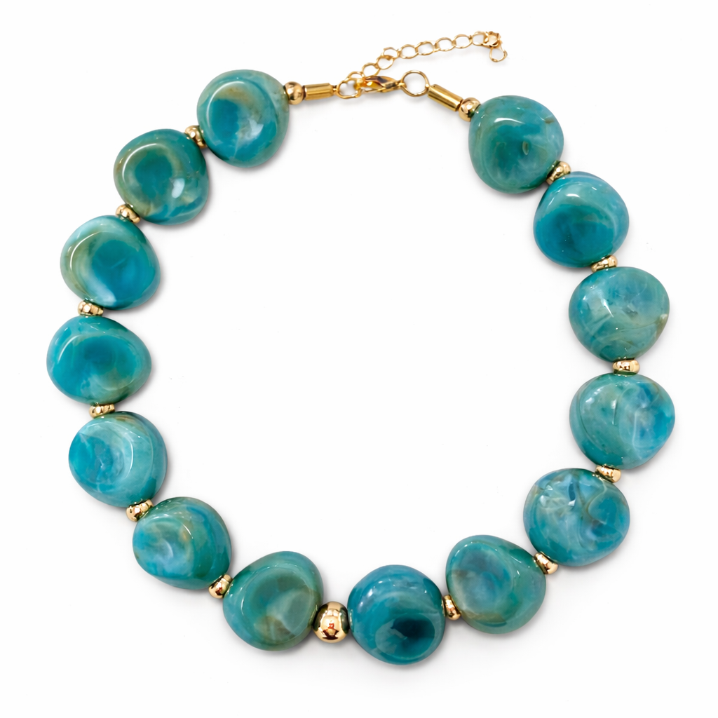 Bahama Blue Beaded Necklace