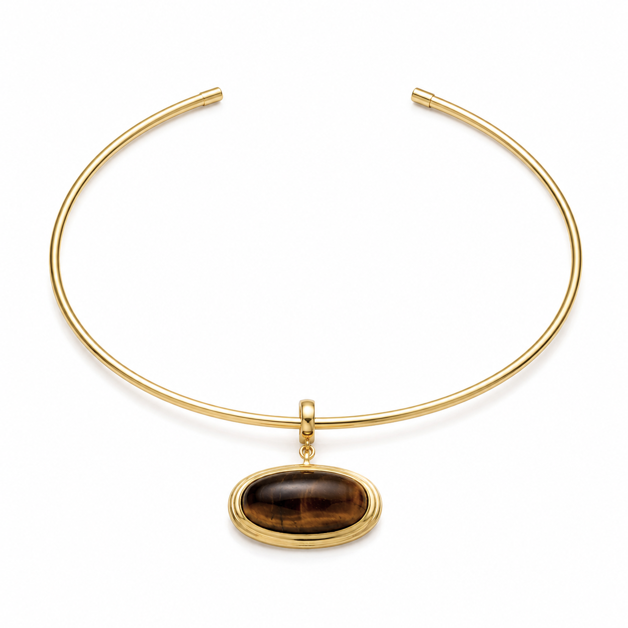 Oval Tiger Eye Charm Necklace