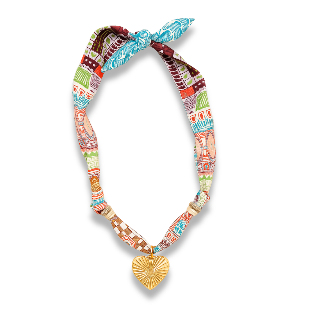 Blue Silk Charm Necklace