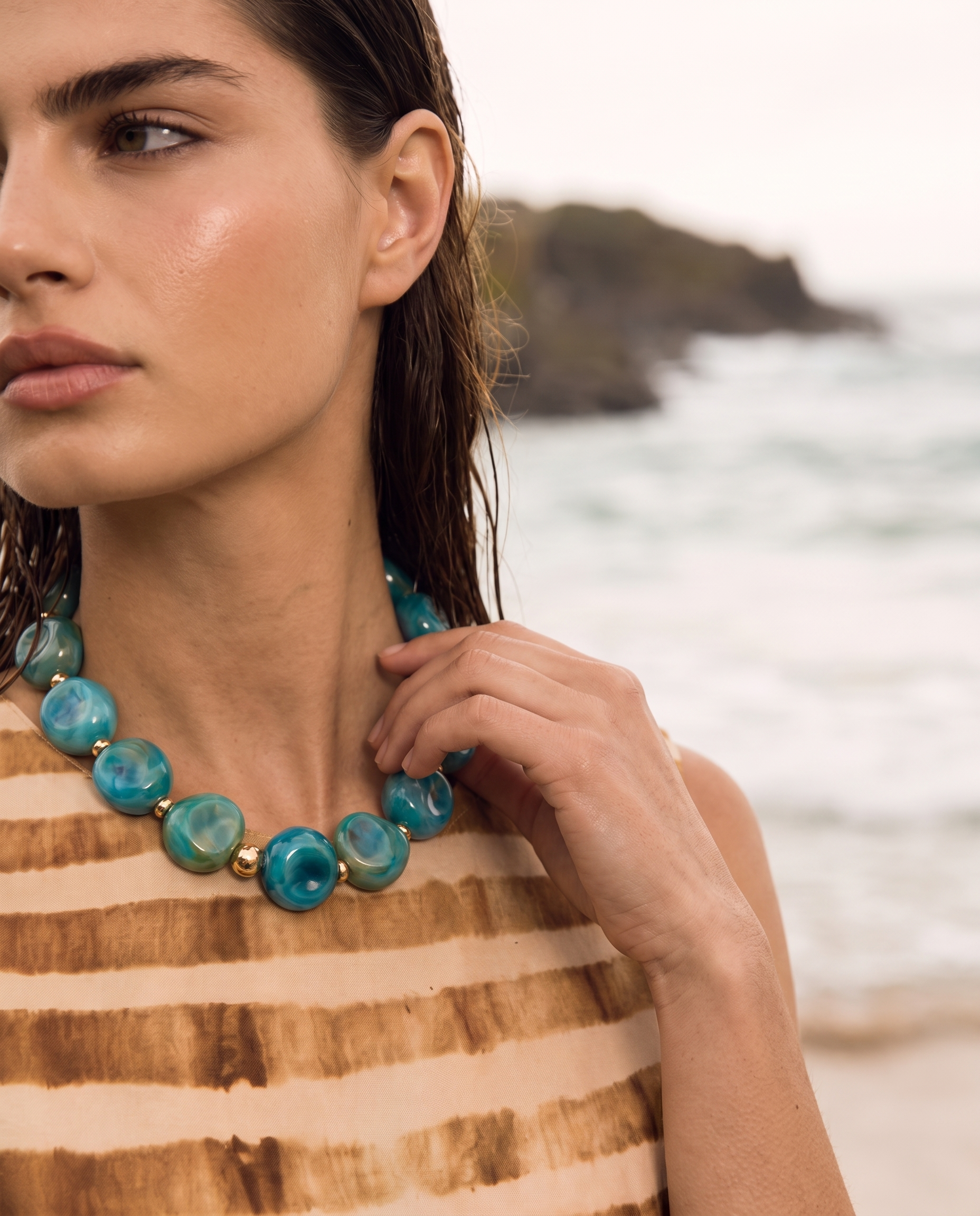 Bahama Blue Beaded Necklace
