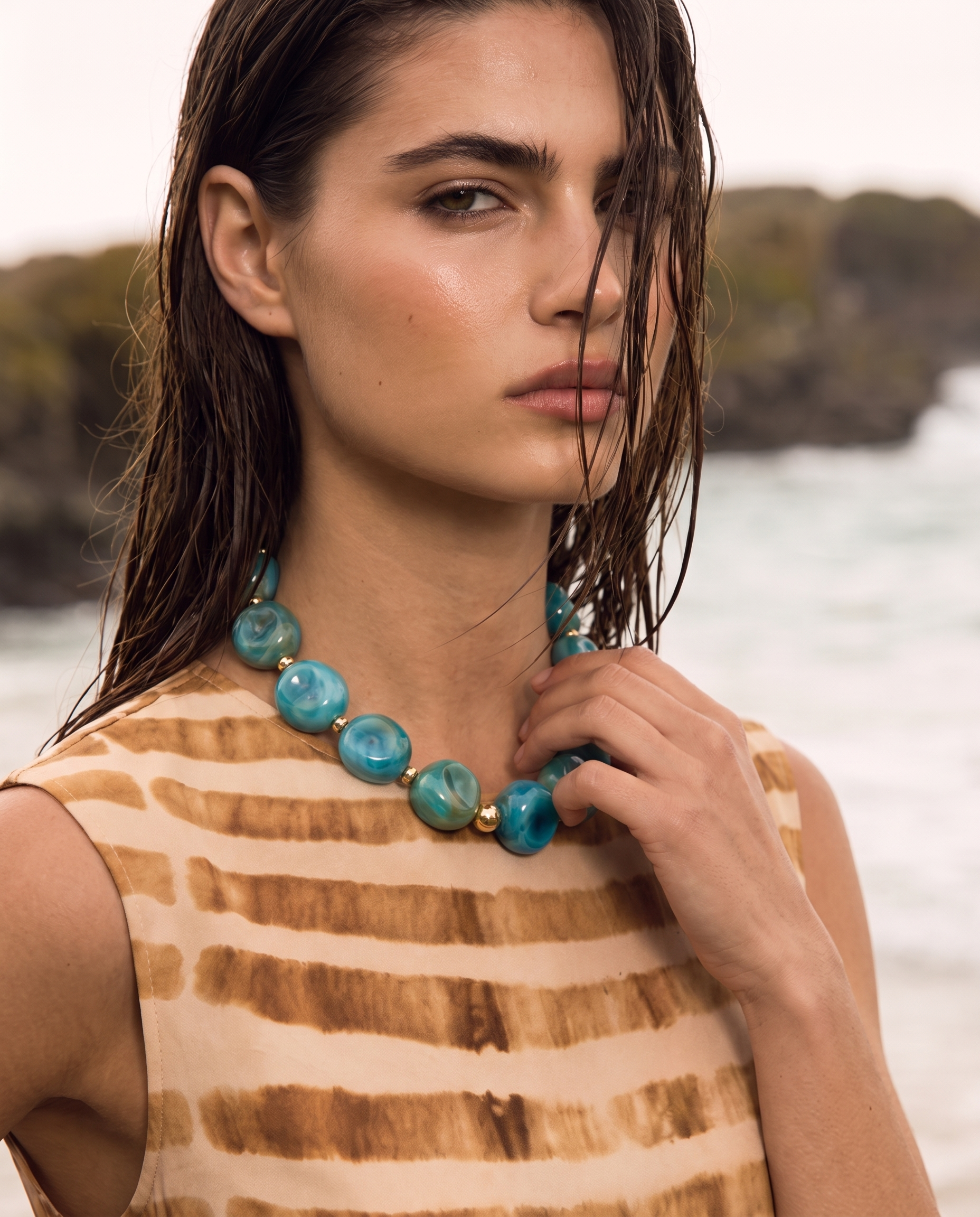 Bahama Blue Beaded Necklace