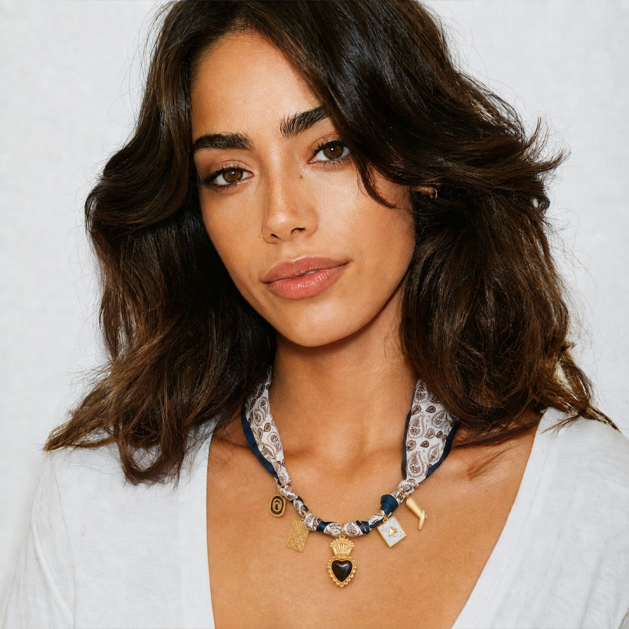 Brown Silk Charm Necklace