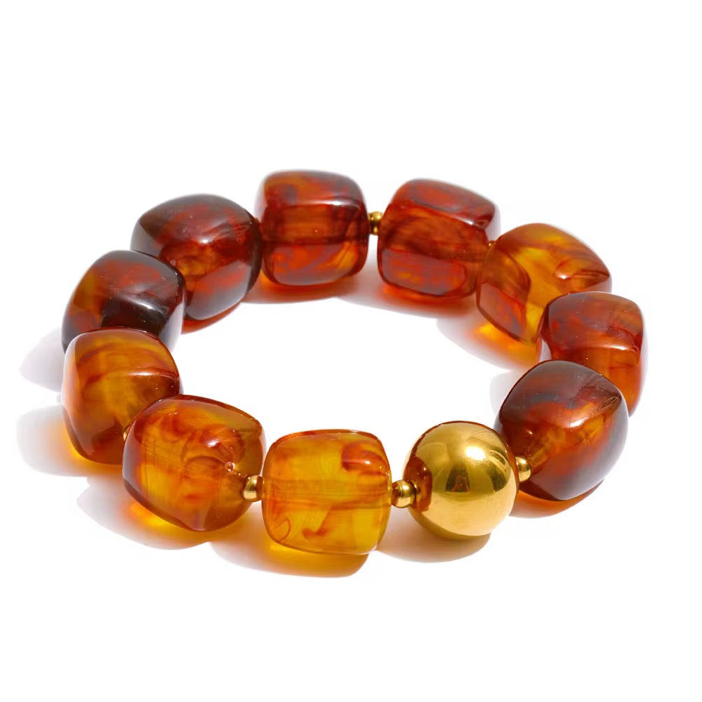 Pebbles Brown Stretchy Bracelet