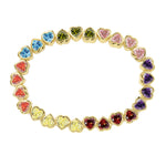 Stretchy Bezel Heart Bracelet Rainbow