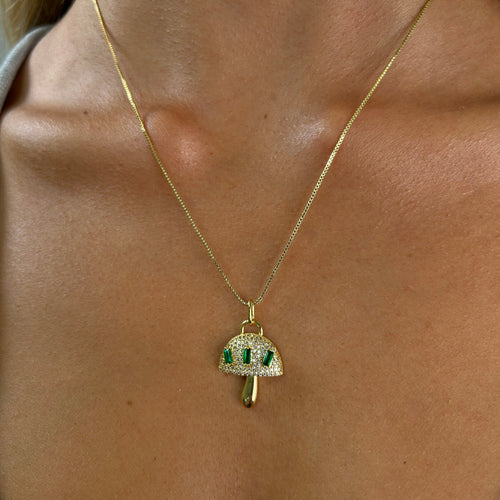 Alice Emerald Mushroom Pendant Necklace