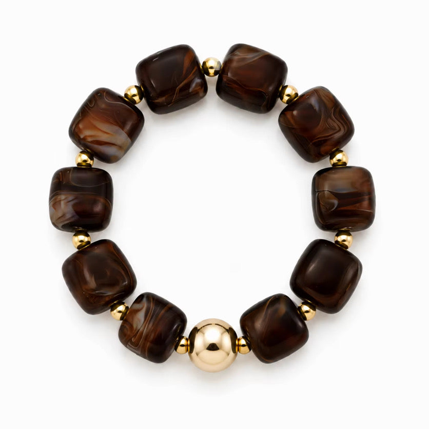 Pebbles Mocha Stretchy Bracelet