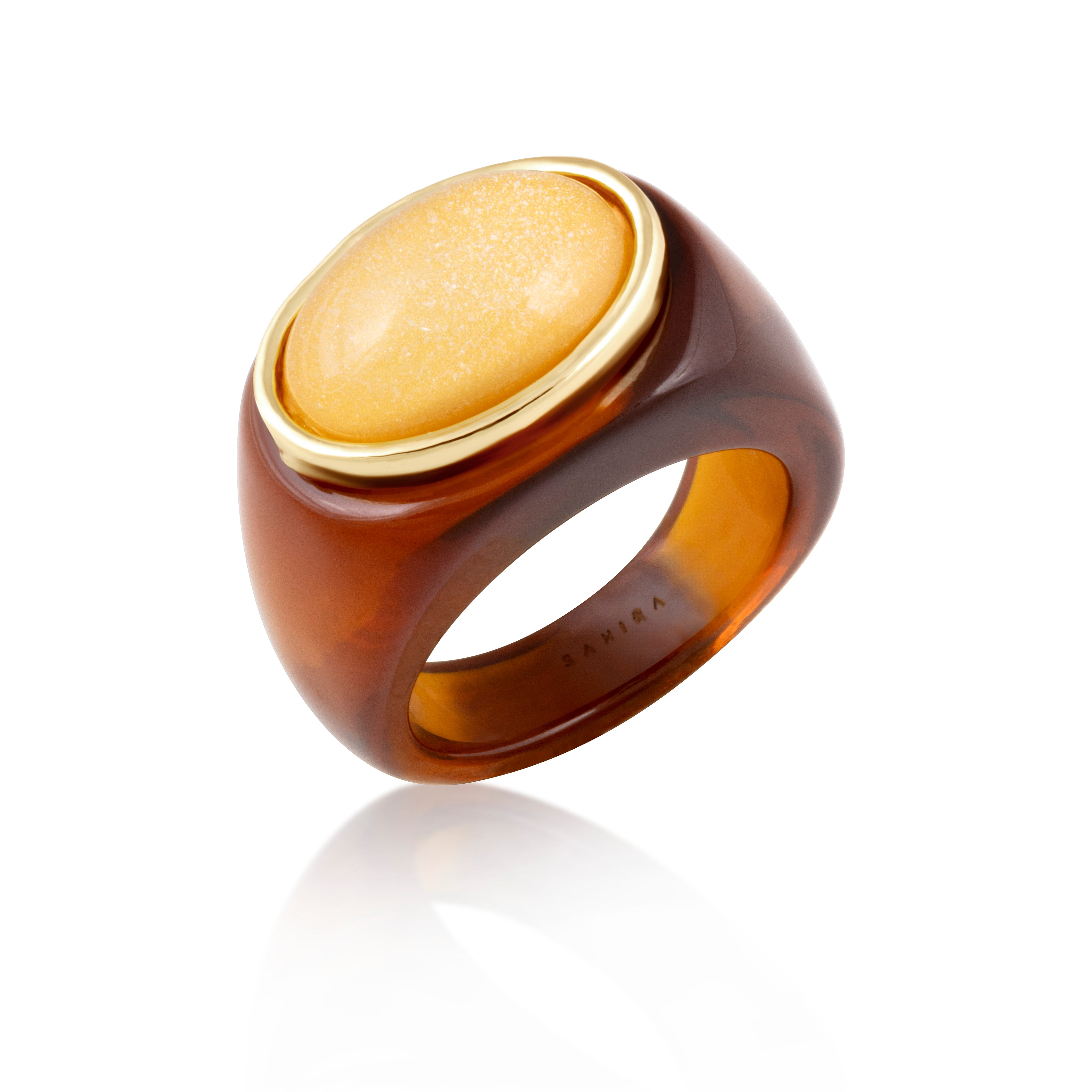 Katy Acrylic Ring - Brown