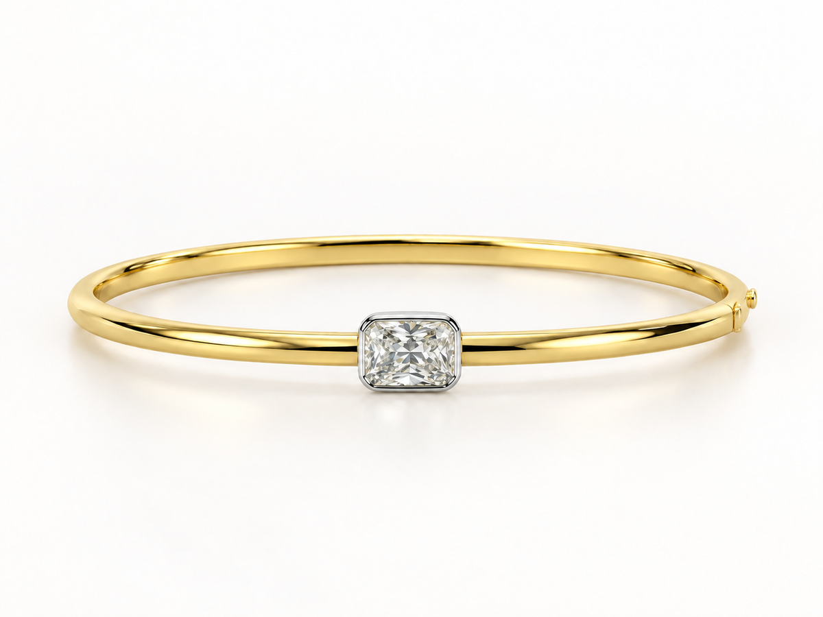 Penelope Emerald Bezel Bangle