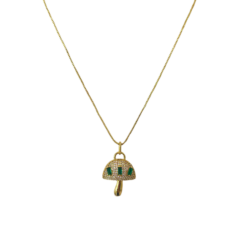 Alice Emerald Mushroom Pendant Necklace