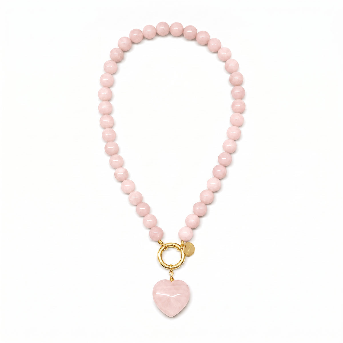 Rose Quartz Beaded Heart Necklace