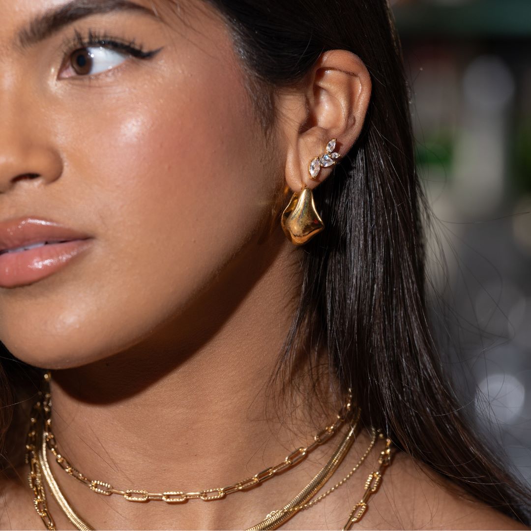 Gold minimalist hoop earrings Carson sleek timeless everyday jewelry hypoallergenic
