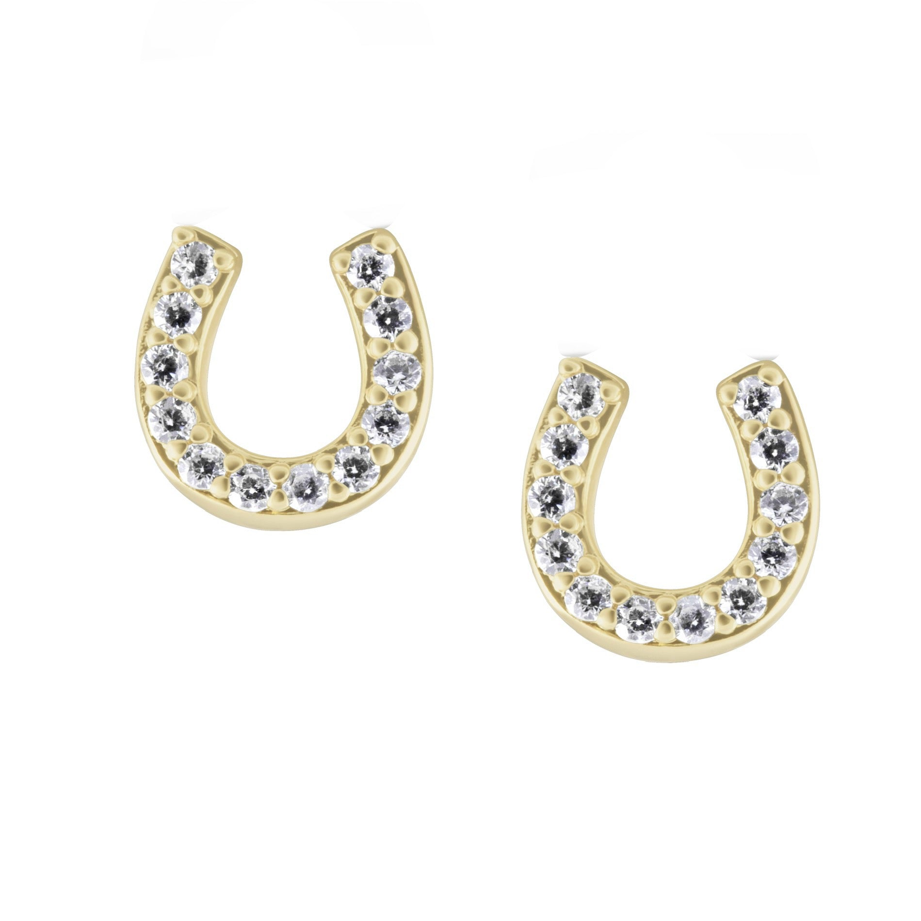 Lucky stud earrings gold 18K gold plated over sterling silver 20mm hypoallergenic water and tarnish resistant