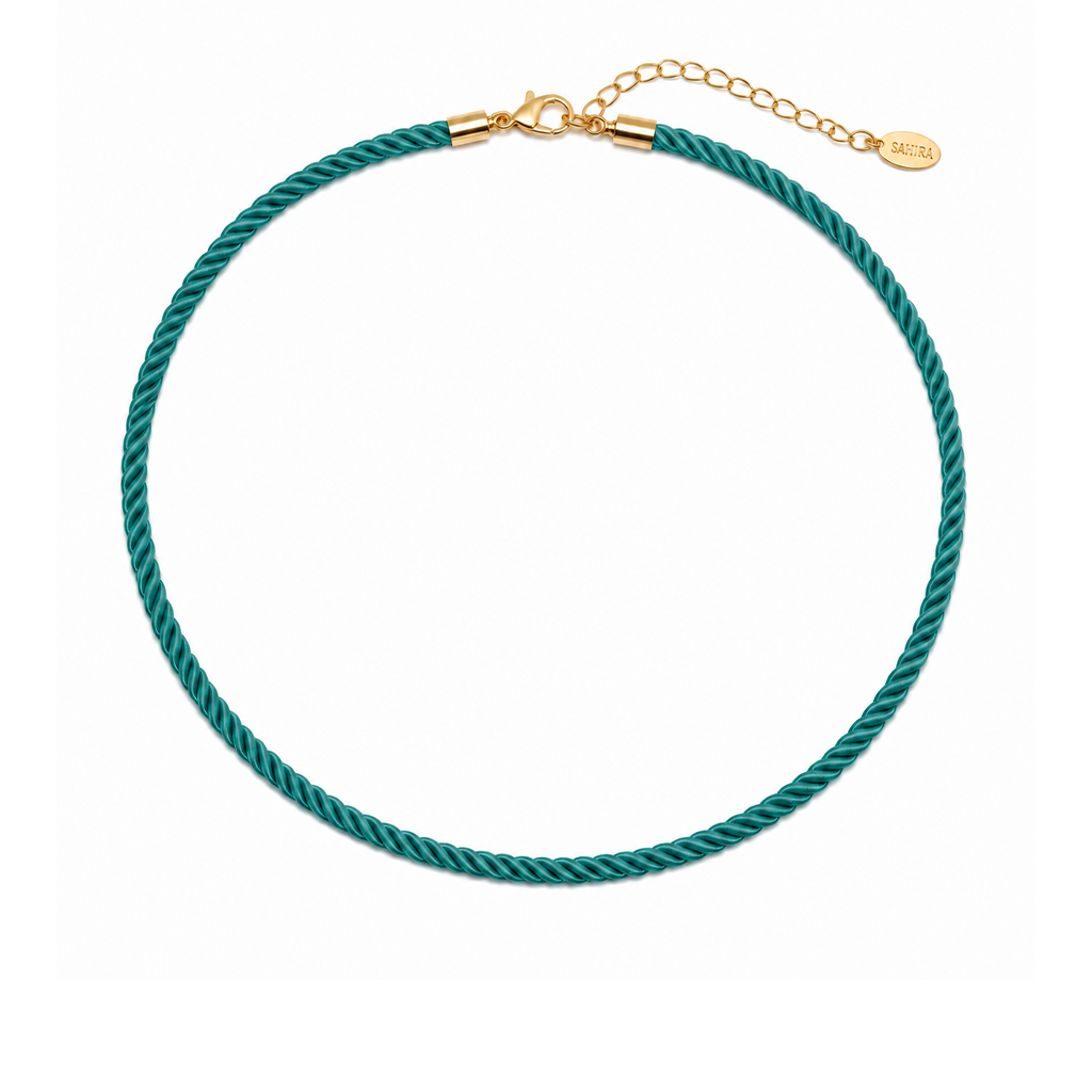 Teal Rope Cord Necklace