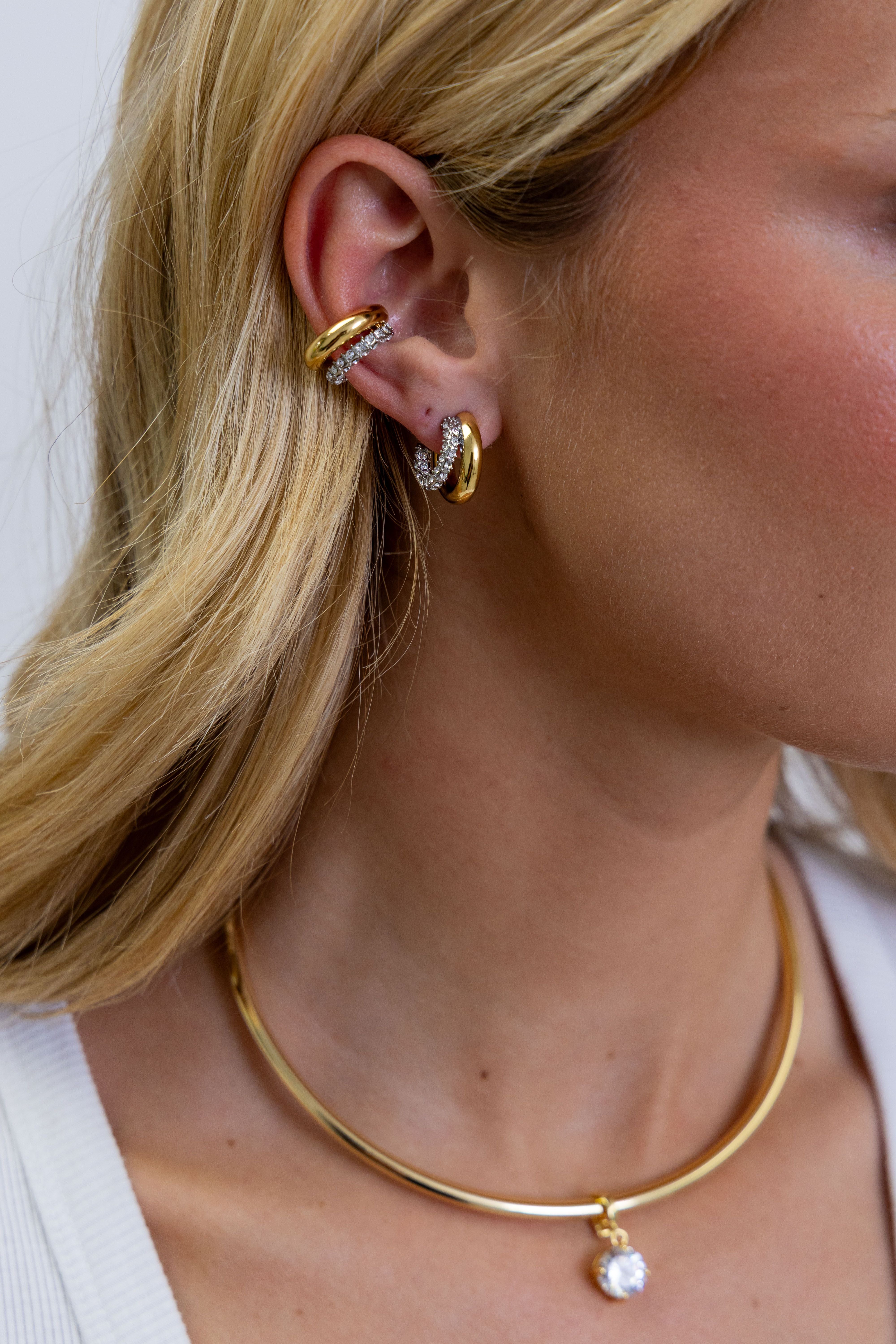 Kendall Two Tone Pave Hoop