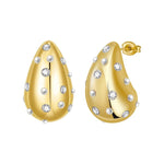 Pendientes de perlas con circonita cúbica en forma de gota de lluvia