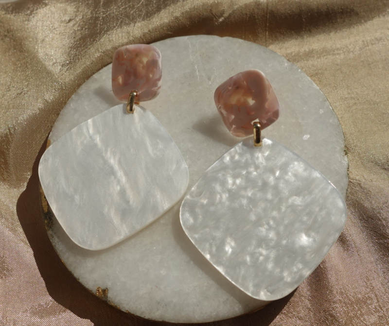 Jessa White and Pink Drop Earring