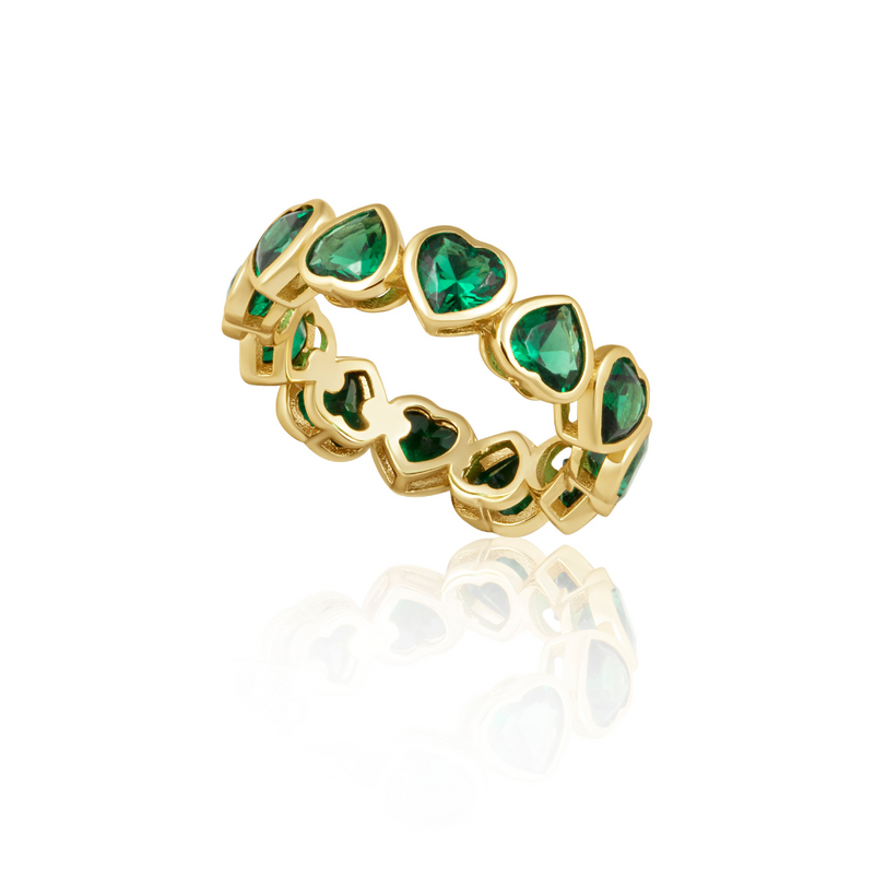 Bezel Heart Ring Emerald