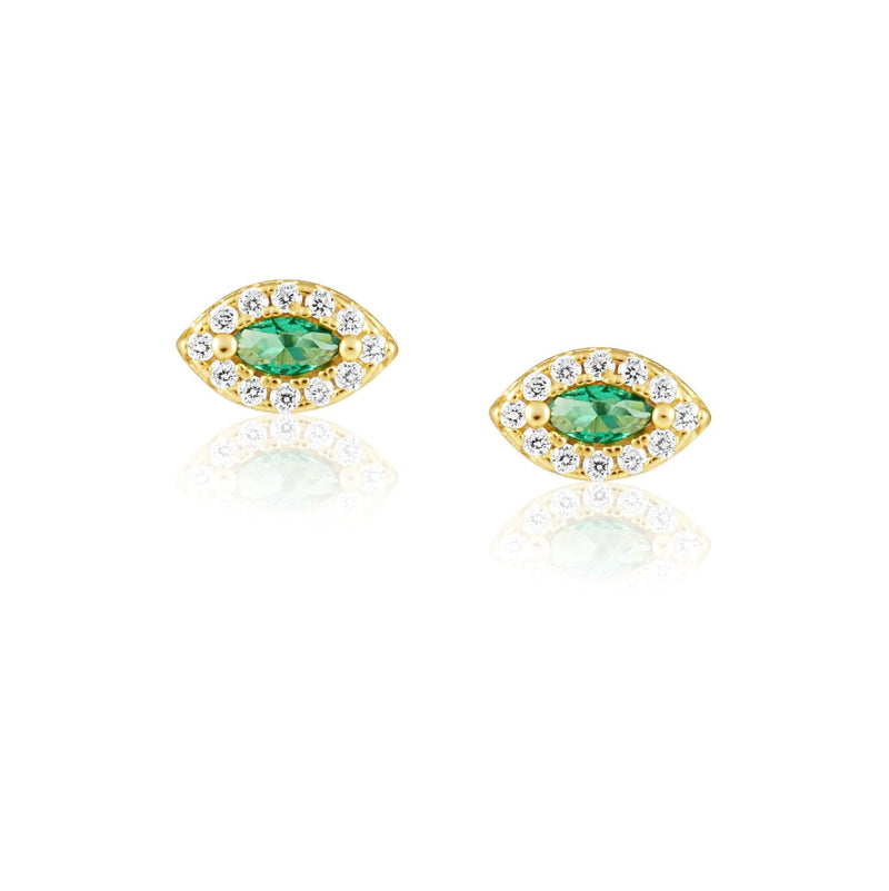 Alma Emerald Evil Eye Studs Earring Sahira Jewelry Design 