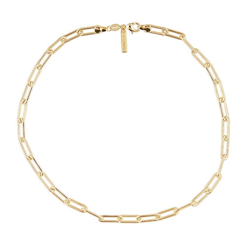 Amazon.com: 14K Gold Paperclip Chain Necklace - Rectangle Link, Flashy  Choker for Women - Layering Satellite Jewelry - Ideal Gift for Her and  Daily Use : Handmade Products