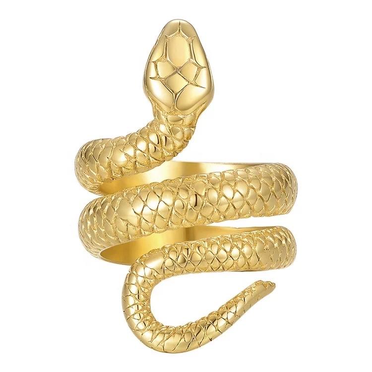 Snake Ring 14K Gold Vermeil 925 Silver Wrap Around Cobra W. Ruby Eyes Sizes  5-12