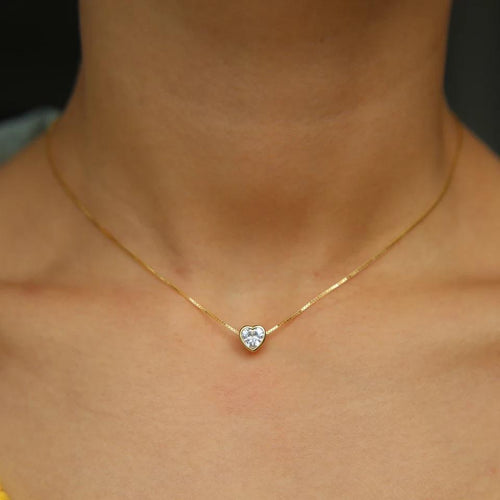 CZ Bezel Necklace Heart Sahira Jewelry Design 
