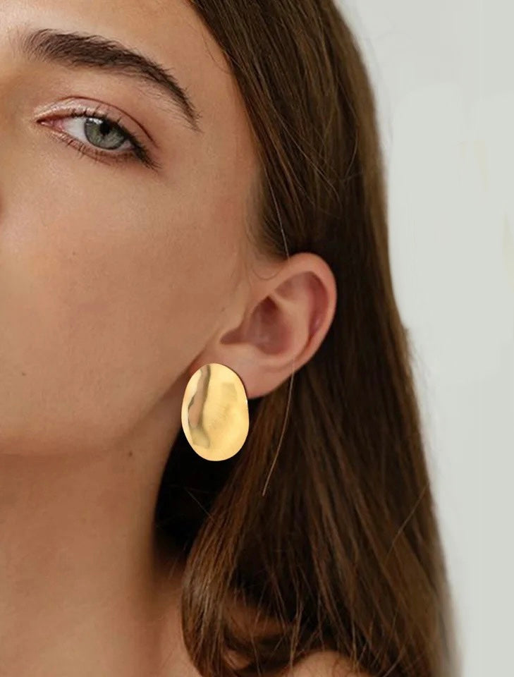 Edgy gold hoop earrings 18K gold plated sterling silver statement hoops for day and night