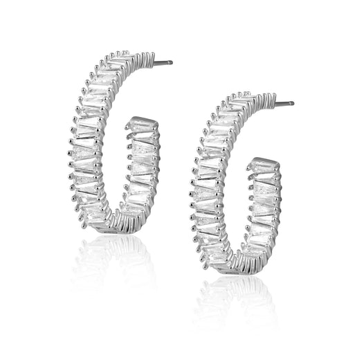 Eliane Sparkle Hoop Earrings Sahira Jewelry Design Silver 