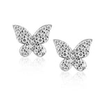 Elsie Pave Butterfly Studs Sahira Jewelry Design Silver 