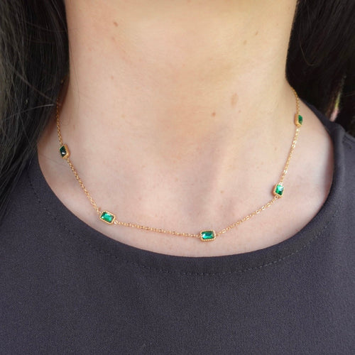 Emerald Cz Stone Necklace Sahira Jewelry Design 