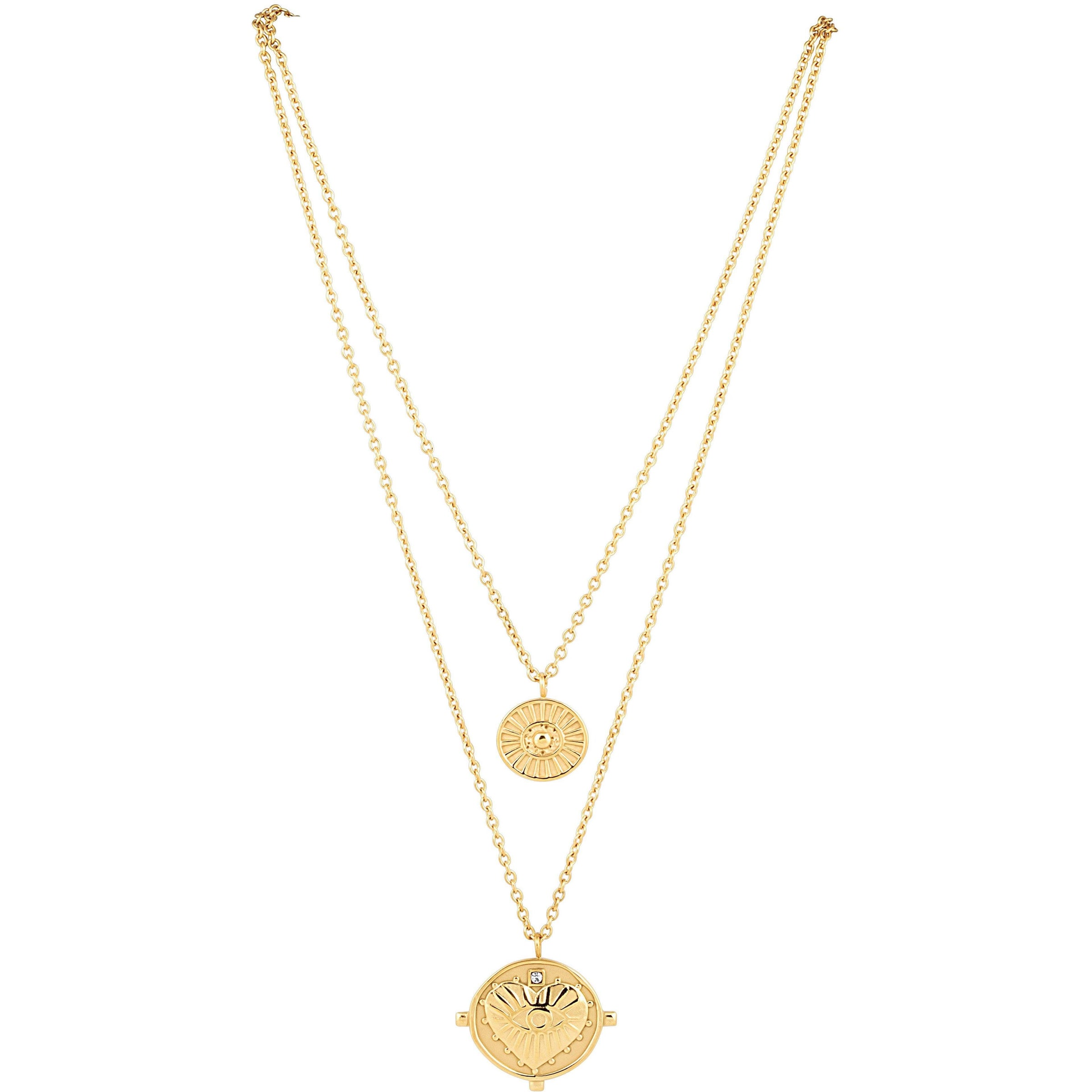 14K DOUBLE COIN LARIAT NECKLACE