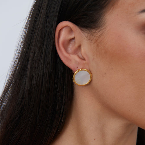 Gwen Mother of Pearl Stud Earrings Sahira Jewelry Design 