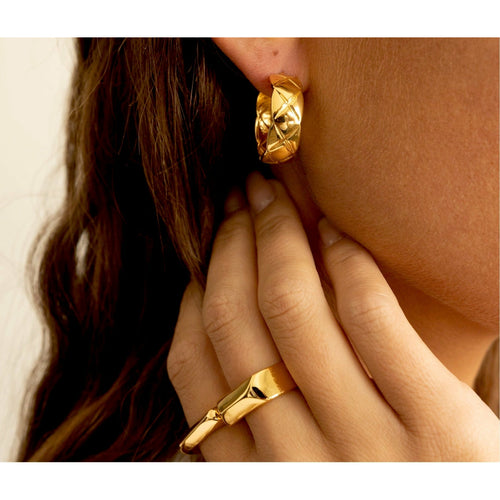 Libby Quilt Hoops Earrings Sahira Jewelry Design 