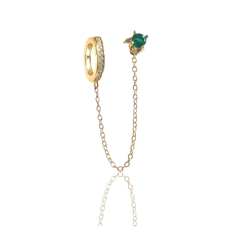 Lilou Emerald Chain Drop Earrings Earrings Sahira Jewelry Design 