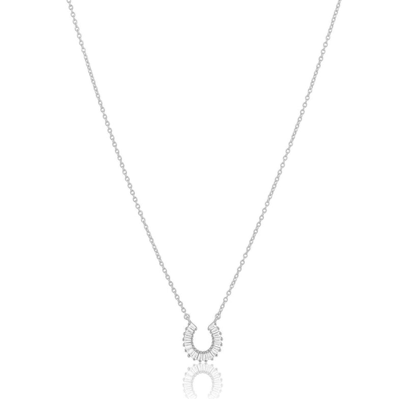 Mini Baguette Horseshoe Neclace Necklaces Sahira Jewelry Design Silver 