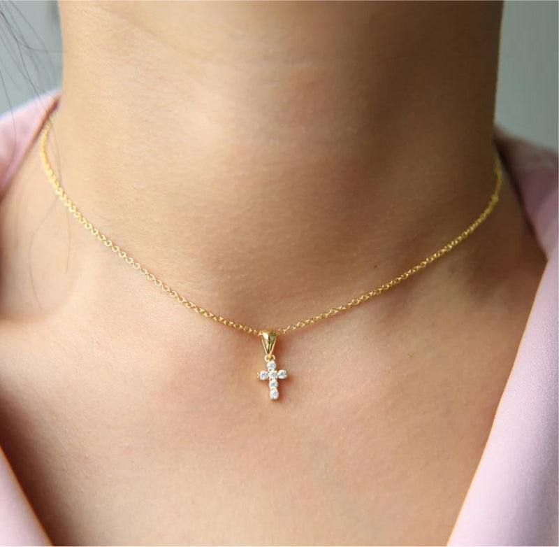 Mini Cross Necklace Necklace Sahira Jewelry Design 