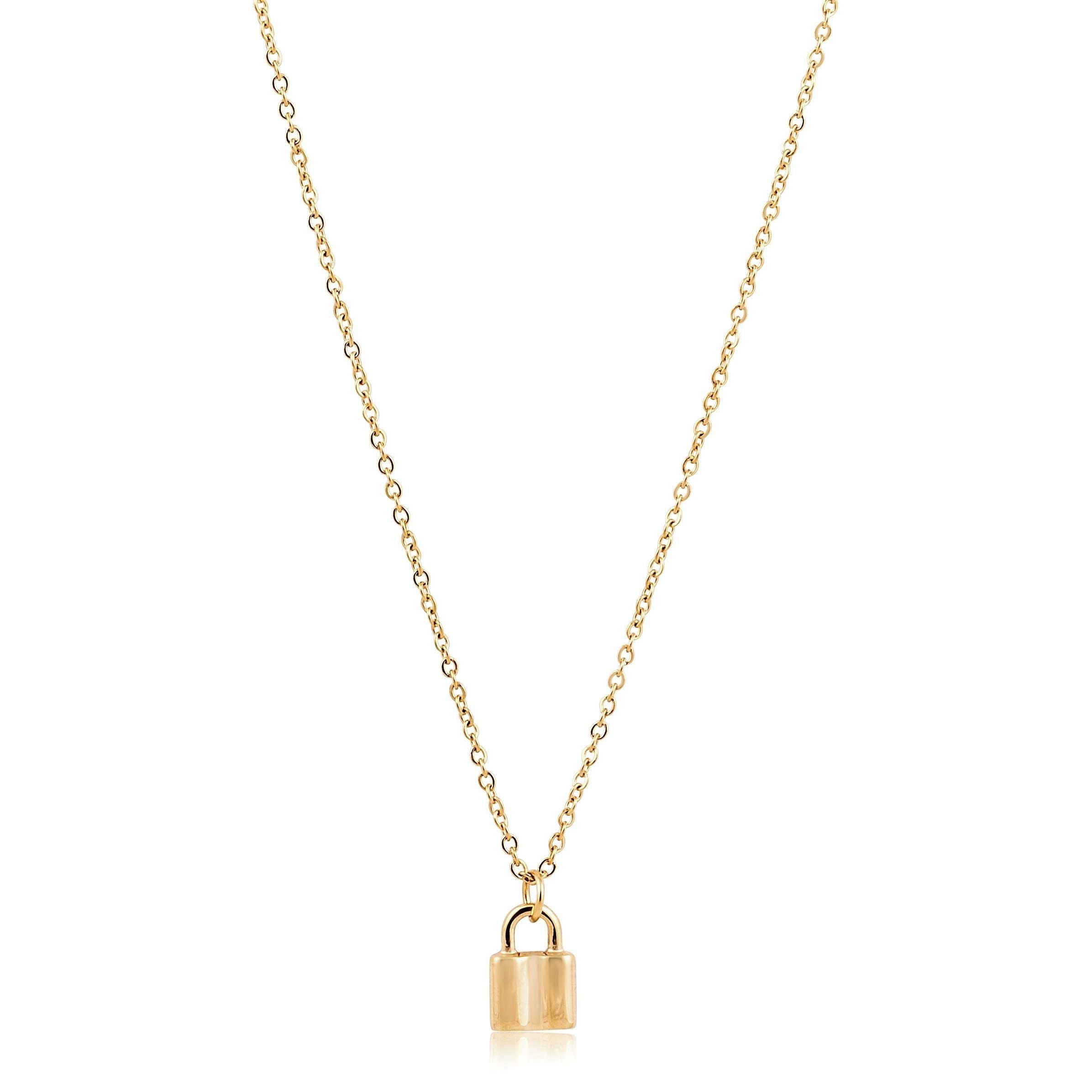 Dainty Gold Lock Necklace Padlock Necklace Gold Stainless 