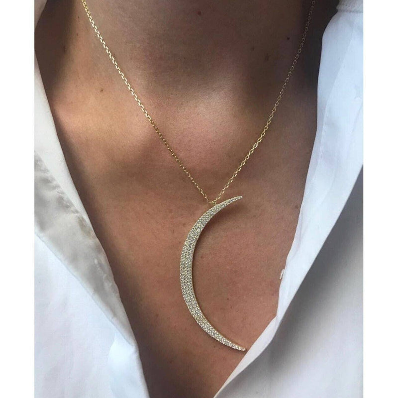 Crescent Moon Necklace in 14K Gold - Michelle Chang