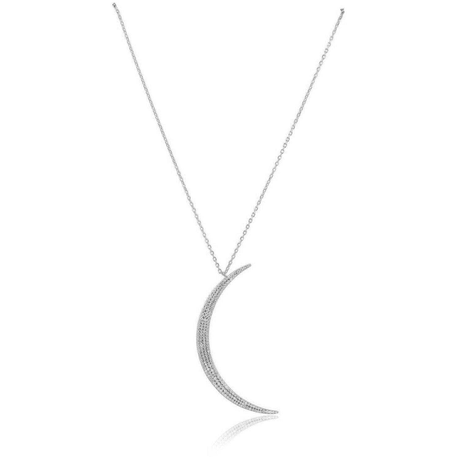 Sterling Silver Huge Solid Crescent Skull On The Moon Necklace With (1 –  SaraAtMidnight