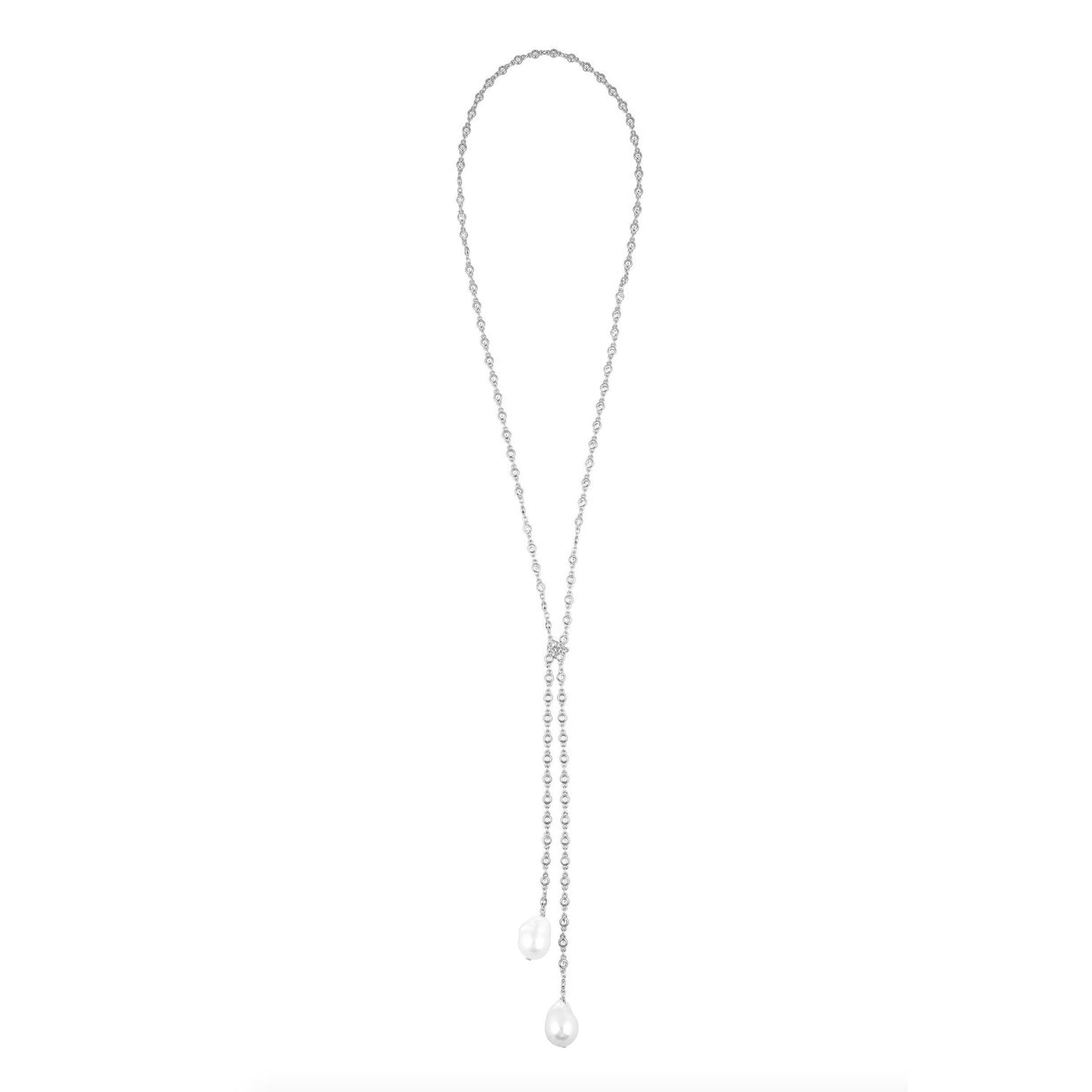 Pearl Bolo Necklace Necklace Sahira Jewelry Design Silver 