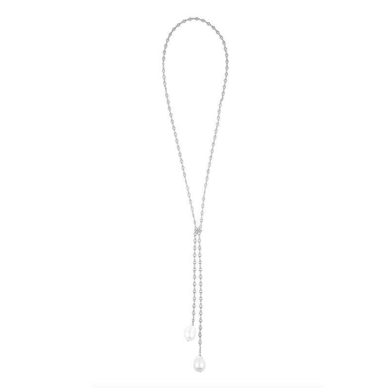 Pearl Bolo Necklace Necklace Sahira Jewelry Design Silver 