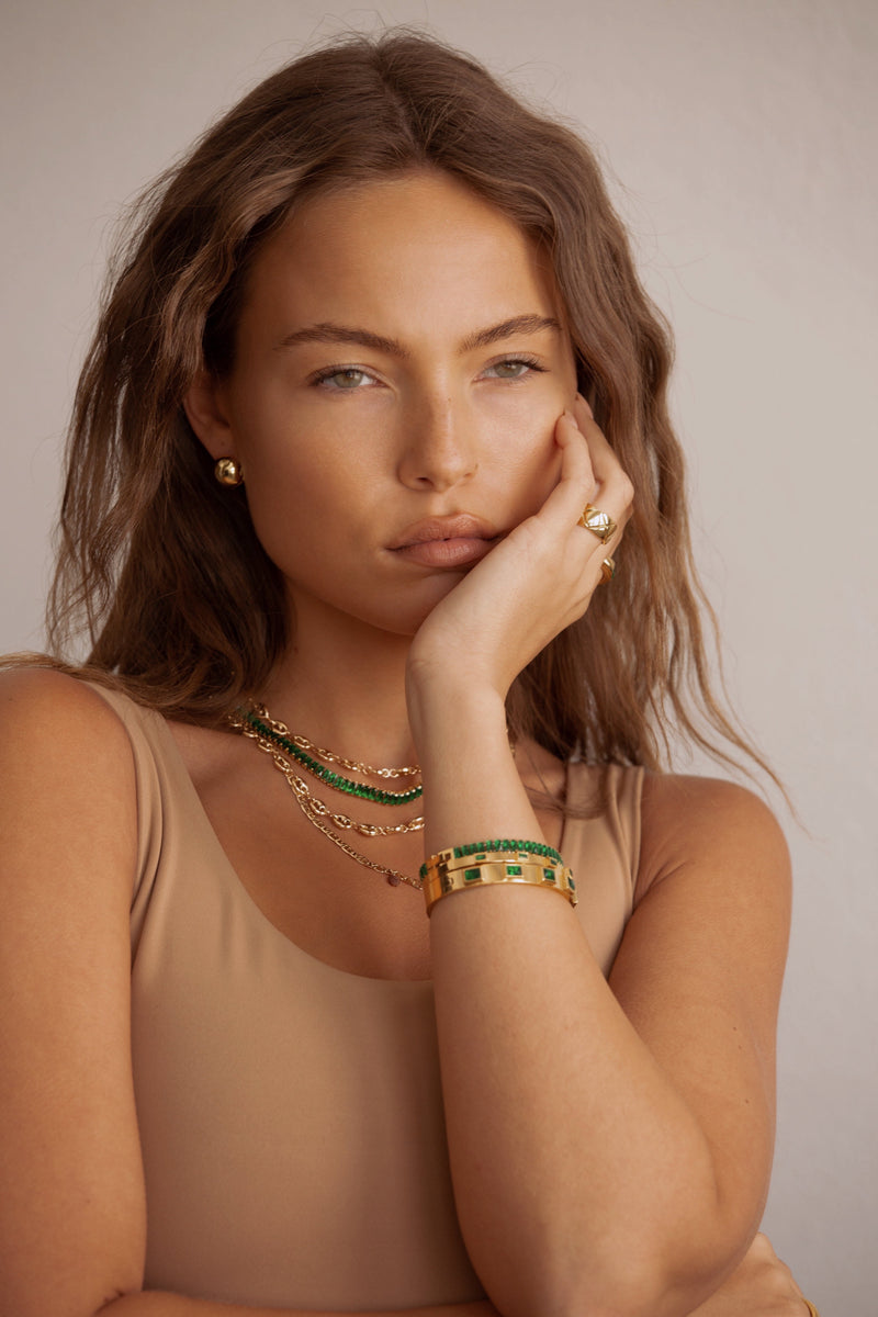 Shayna Baguette Necklace - Emerald Necklace Sahira Jewelry Design 